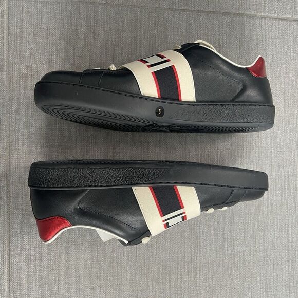 GUCCI Ace Stripe Sneakers Shoes Size 6 Black NEW Casual Streetwear Designer - Picture 16 of 16